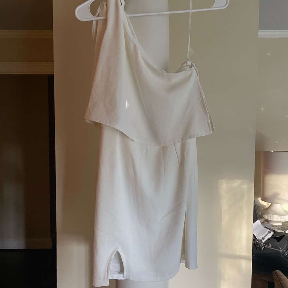 Superdown White One-Shoulder Dress